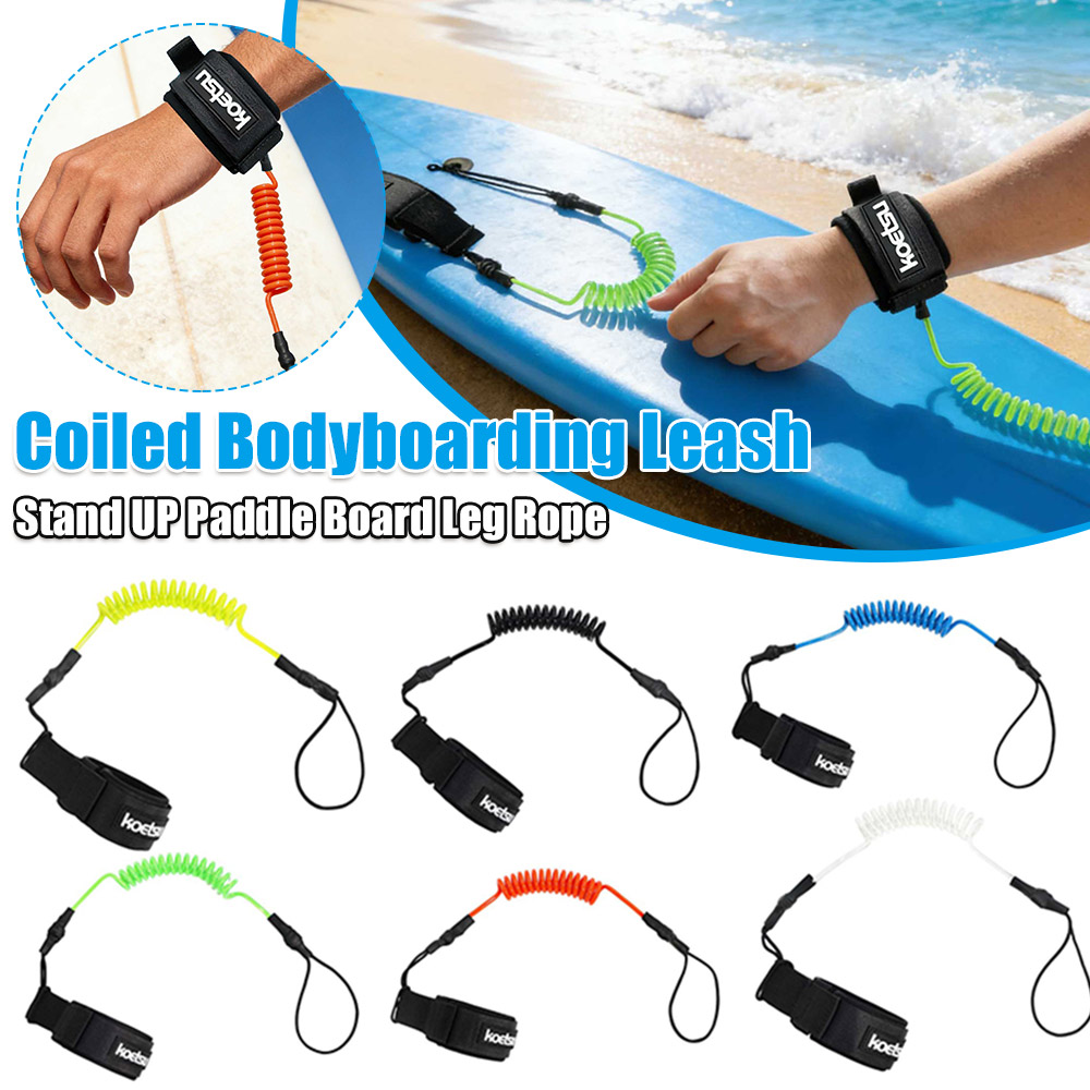 Stand Up Paddle Leash - Coiled Bodyboarding Leash TPU Material Strong